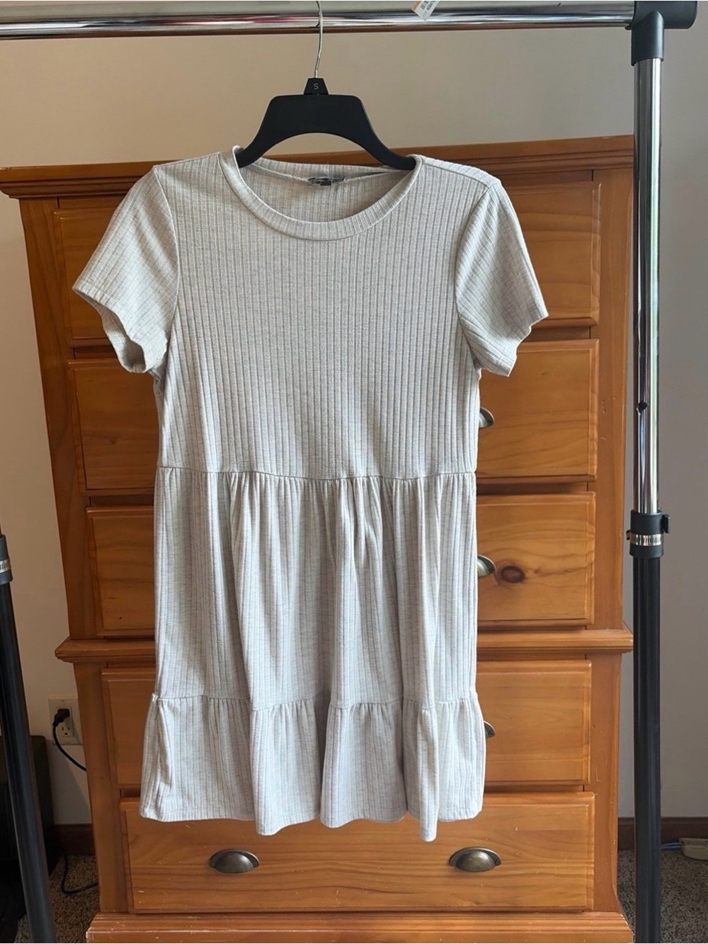 Lily Rose Cream Ribbed Midi Dress
